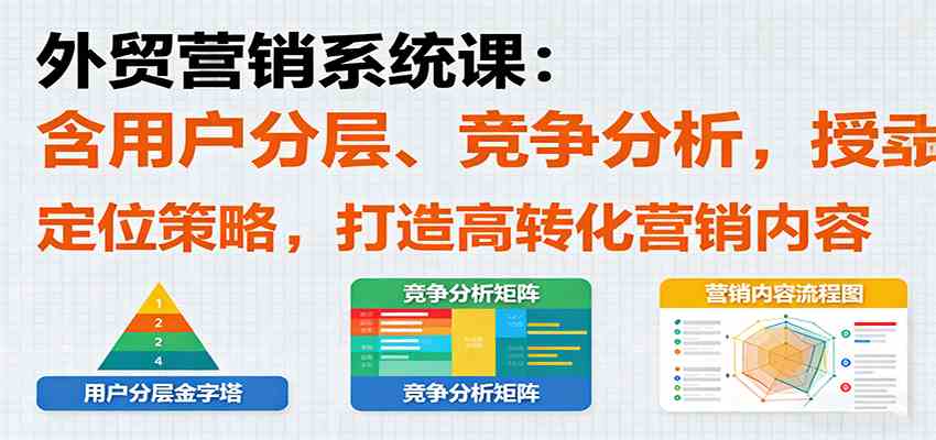 外贸营销系统课：含用户分层、竞争分析，授卖品、定位策略，打造高转化营销内容-立刻分享网创平台