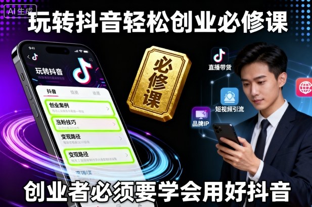 玩转抖音轻松创业必修课，创业者必须要学会用好抖音-立刻分享网创平台