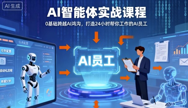 Ai智能体实战课程，0基础跨越Ai鸿沟，打造24小时帮你工作的Ai员工，打破常规，以实战定义Ai-立刻分享网创平台