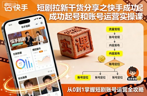 短剧拉新干货分享之快手成功起号和账号运营实操课-立刻分享网创平台