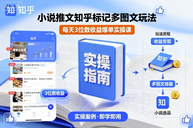 小说推文知乎标记多图文玩法，每天3位数收益爆单实操课-立刻分享网创平台