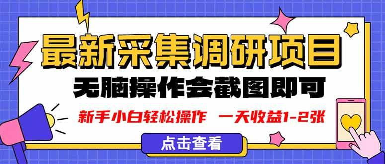 （16155期）新版采集调研项目，截图上传即可，无脑操作，日收益1-2张-立刻分享网创平台