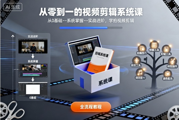 从零到一的视频剪辑系统课，从0基础–系统掌握–实战进阶，学拍视频剪辑-立刻分享网创平台