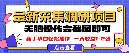 新版采集调研项目，截图上传即可，无脑操作，日收益1-2张-立刻分享网创平台