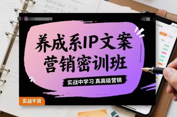 养成系IP文案营销密训班，实战中学习真高级营销-立刻分享网创平台