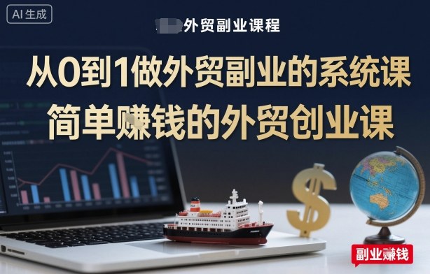 从0到1做外贸副业的系统课，简单賺钱的外贸创业课-立刻分享网创平台