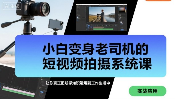 小白变身老司机的短视频拍摄系统课，让你真正把所学知识运用到工作生活中-立刻分享网创平台