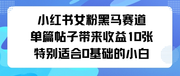 小红书女粉黑马赛道单篇帖子带来收益10张特别适合0基础的小白-立刻分享网创平台