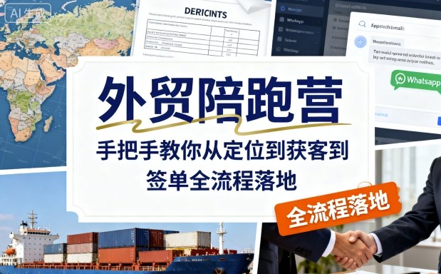 外贸陪跑营，手把手教你从定位到获客到签单全流程落地-立刻分享网创平台