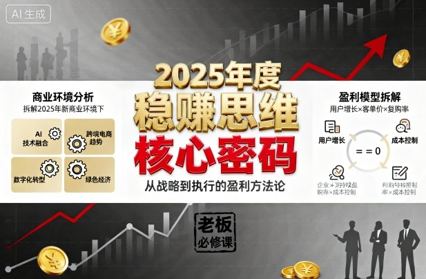 2025年度稳賺思维老板创业营，拆解2025年新商业环境下，企业实现持续盈利的核心密码-立刻分享网创平台
