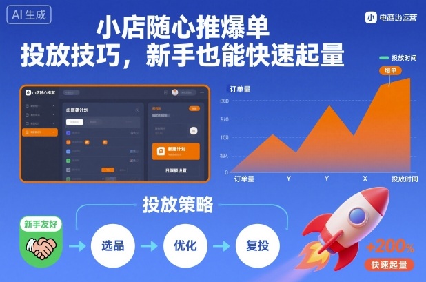 小店随心推爆单投放技巧，新手也能快速起量-立刻分享网创平台