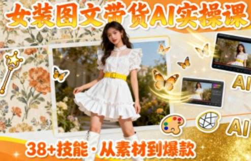 女装图文带货的AI实操课,覆盖38个实用技能,快速提升素材制作效率-立刻分享网创平台