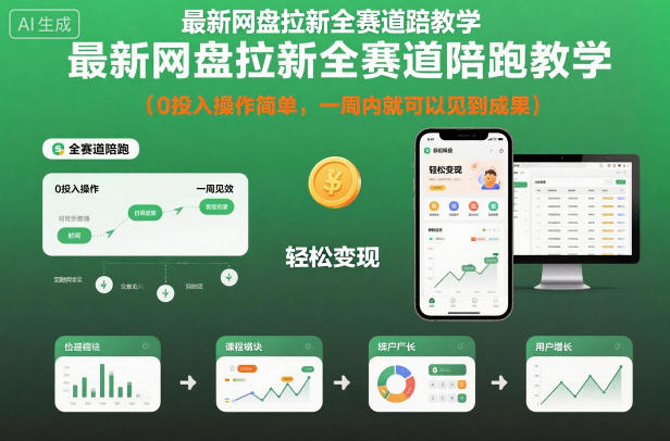 最新网盘拉新全赛道陪跑教学，0投入操作简单，一周内就可以见到成果-立刻分享网创平台
