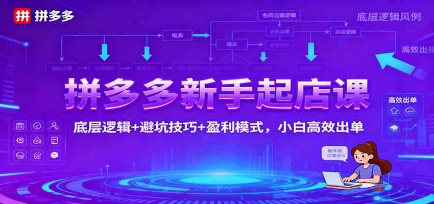 拼多多新手起店课：底层逻辑+避坑技巧+盈利模式，小白高效出单-立刻分享网创平台