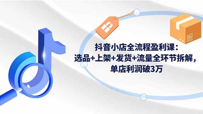 （16593期）抖音小店全流程盈利课：选品+上架+发货+流量全环节拆解，单店利润破3万-立刻分享网创平台