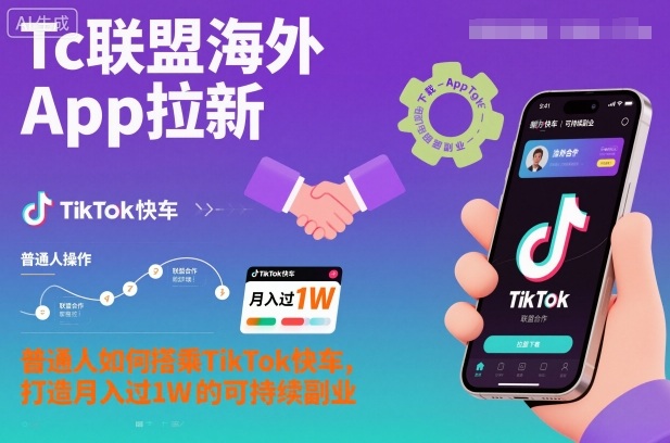 Tc联盟海外App拉新：普通人如何搭乘TikTok快车，打造月入过1W的可持续副业-立刻分享网创平台