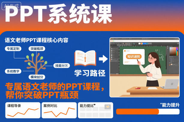 PPT系统课，专属语文老师的PPT课程，帮你突破PPT瓶颈-立刻分享网创平台