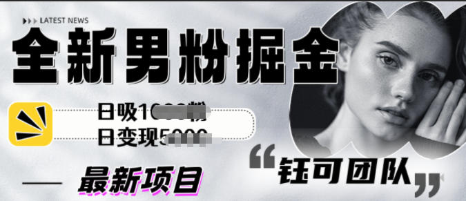 全新男粉掘金思路日吸粉100+日变现1k+-立刻分享网创平台