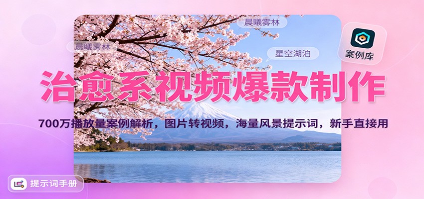 治愈系视频爆款制作，700万播放量案例解析，图片转视频，海量风景提示词，新手直接用-立刻分享网创平台