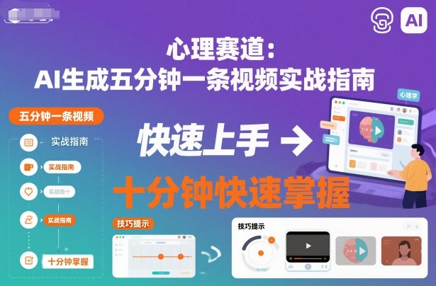 心理赛道：AI生成五分钟一条视频实战指南，十分钟快速掌握-立刻分享网创平台