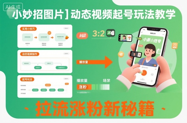 小妙招图片＋动态视频起号玩法教学，拉流涨粉新秘籍-立刻分享网创平台