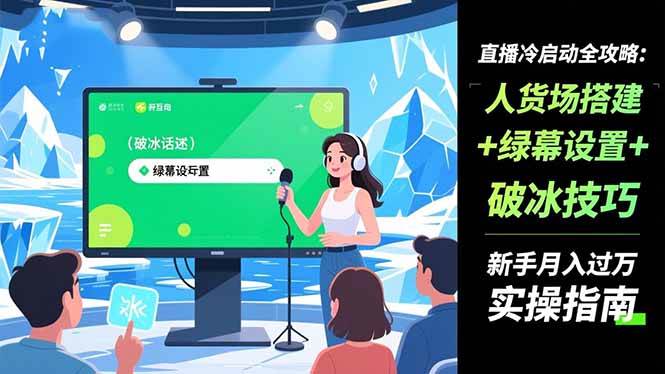 （16605期）直播冷启动全攻略:人货场搭建+绿幕设置+破冰技巧，新手月入过万实操指南-立刻分享网创平台