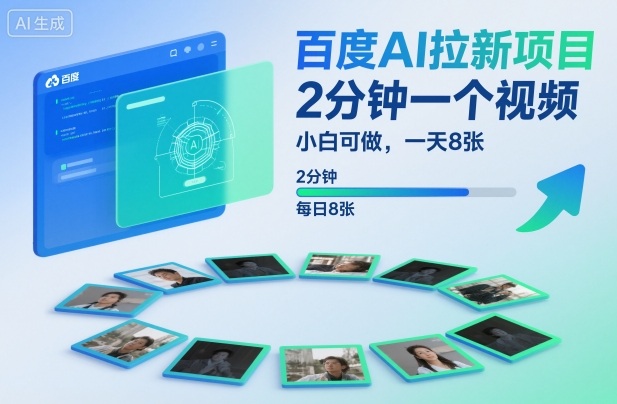 百度AI拉新项目，2分钟一个视频，小白可做，一天8张【附案例+保姆级教程】-立刻分享网创平台