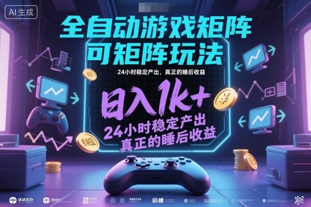 全自动游戏掘金，可矩阵操作，日入1k+，24小时稳定产出，真正的睡后收益【揭秘】-立刻分享网创平台