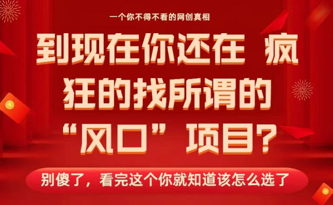 马上26年了，你还在找所谓的风口项目？别傻了，看完这个你全都懂了！【揭秘】-立刻分享网创平台