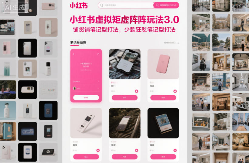 小红书虚拟矩阵玩法3.0，铺货铺笔记型打法，少款狂怼笔记型打法-立刻分享网创平台