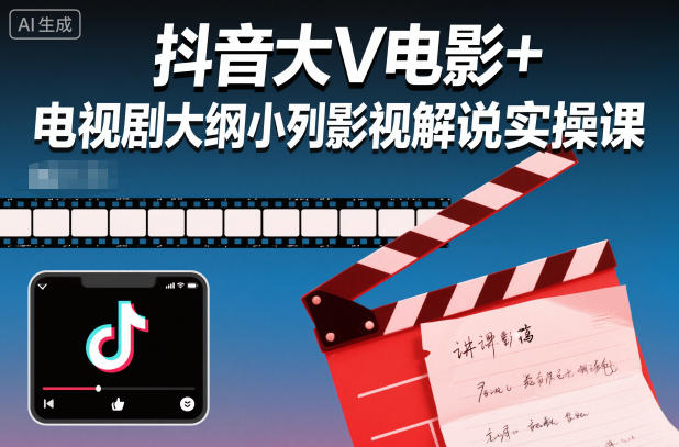 抖音大V电影+电视剧大纲小列影视剧解说实操课-立刻分享网创平台