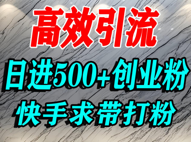 怎么打创业粉？快手求带视角精准引流创业粉，宝妈、学生群体日进500+精准流量-立刻分享网创平台