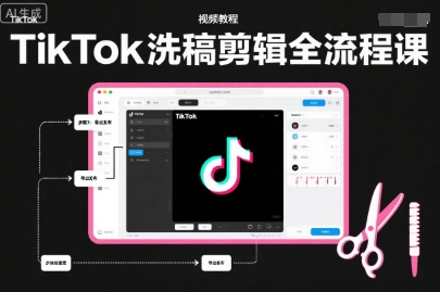 TikTok洗稿剪辑全流程课，PR洗稿剪辑全流程，TK洗稿运营课-立刻分享网创平台