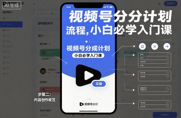 视频号分成计划实操流程，小白必学入门课-立刻分享网创平台