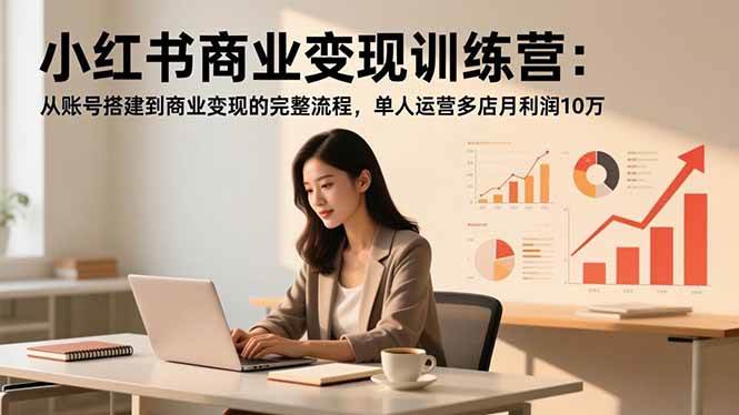 （16698期）小红书商业变现训练营：从账号搭建到商业变现的完整流程，单人运营多店月利润10万-立刻分享网创平台