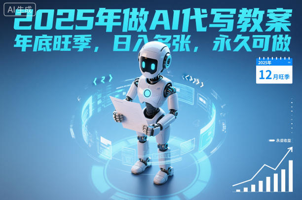 2025年做AI代写教案，年底旺季，日入多张，永久可做-立刻分享网创平台