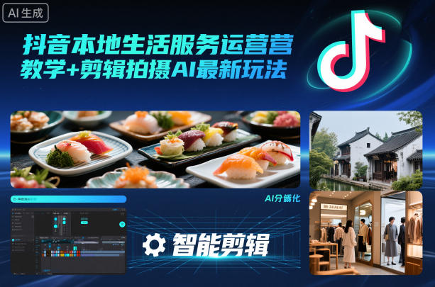 抖音本地生活服务运营教学+剪辑拍摄AI最新玩法-立刻分享网创平台