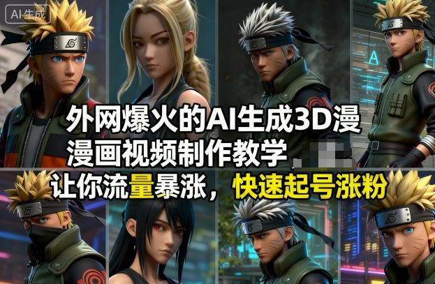 外网爆火的AI生成3D漫画视频制作教学,让你流量暴涨,快速起号涨粉!-立刻分享网创平台