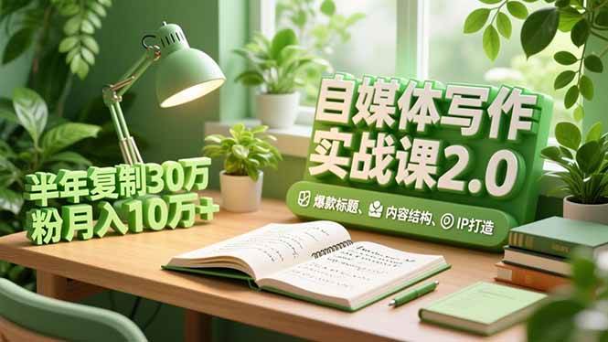 （16734期）自媒体写作实战课2.0，爆款标题、内容结构、IP打造，半年复制30万粉月入10万+-立刻分享网创平台