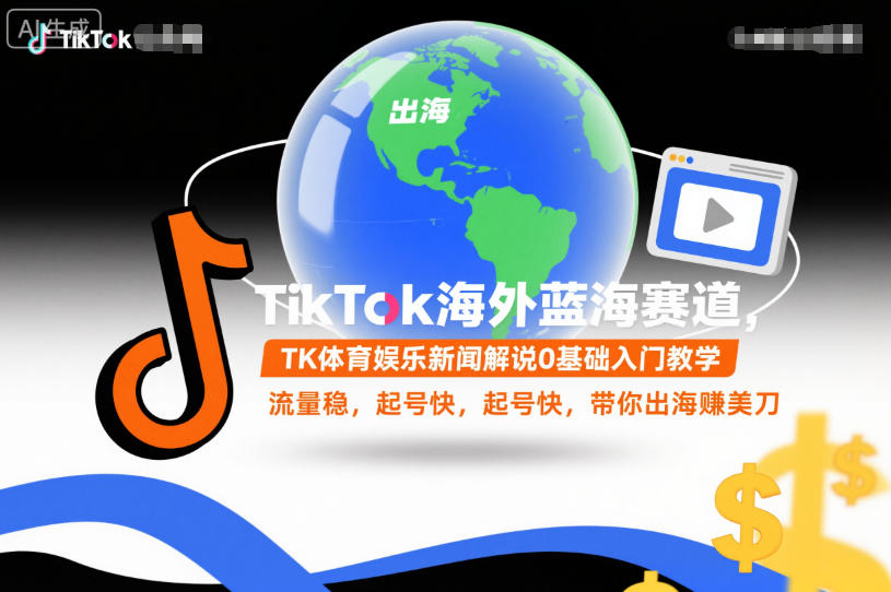 TikTok海外蓝海赛道，TK体育娱乐新闻解说0基础入门教学，流量稳，起号快，带你出海賺美刀-立刻分享网创平台
