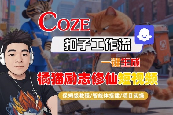 Coze扣子智能体工作流一键生成“橘猫励志修仙“短视频，全流程保姆级教学-立刻分享网创平台