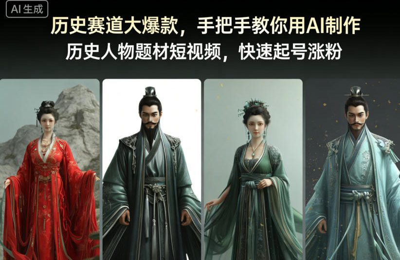 历史赛道大爆款，手把手教你用AI制作历史人物题材短视频，快速起号涨粉-立刻分享网创平台